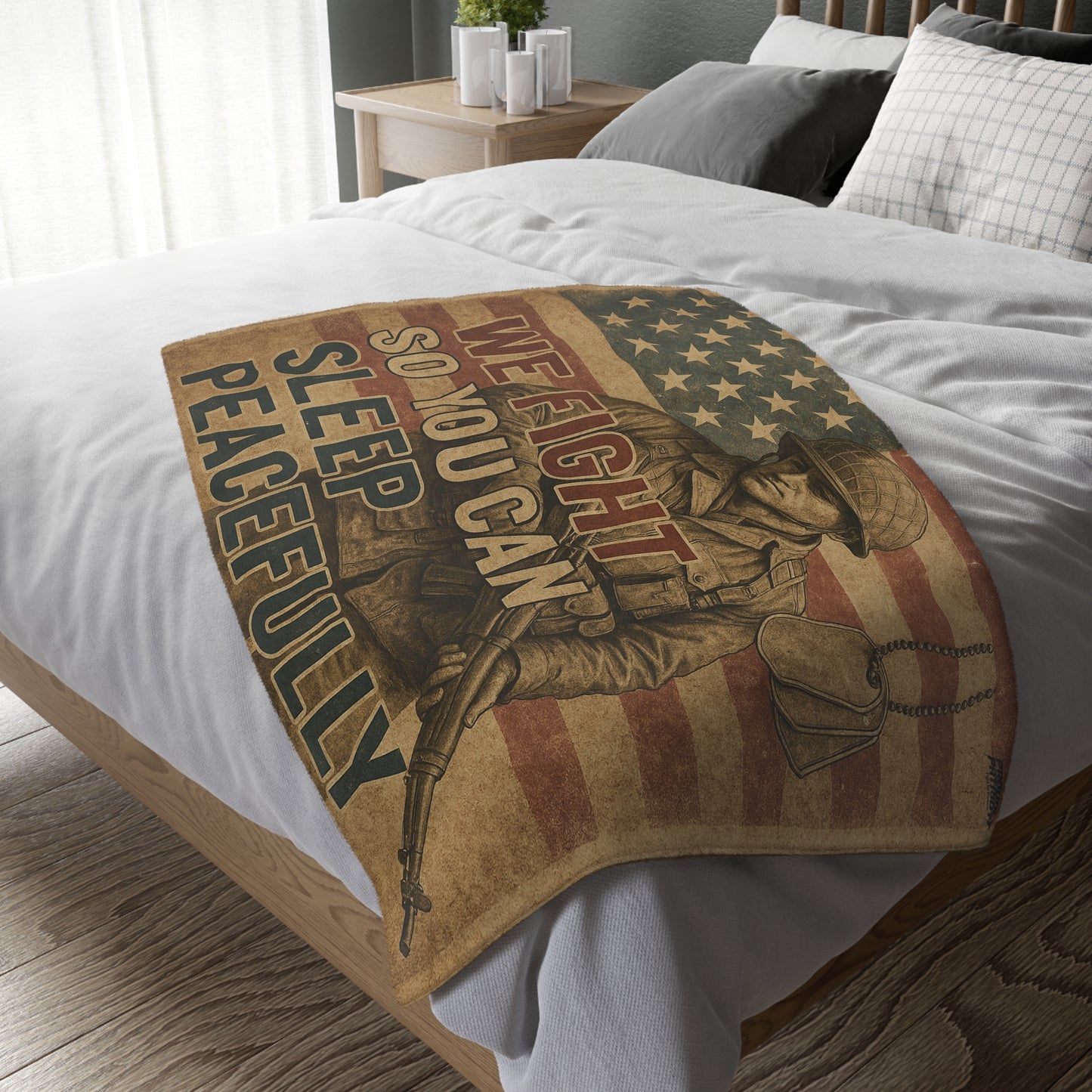 Patriotic Soldier Tribute Velveteen Microfiber Blanket