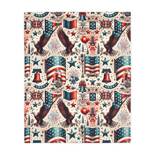 Flags and Eagles Velveteen Blanket