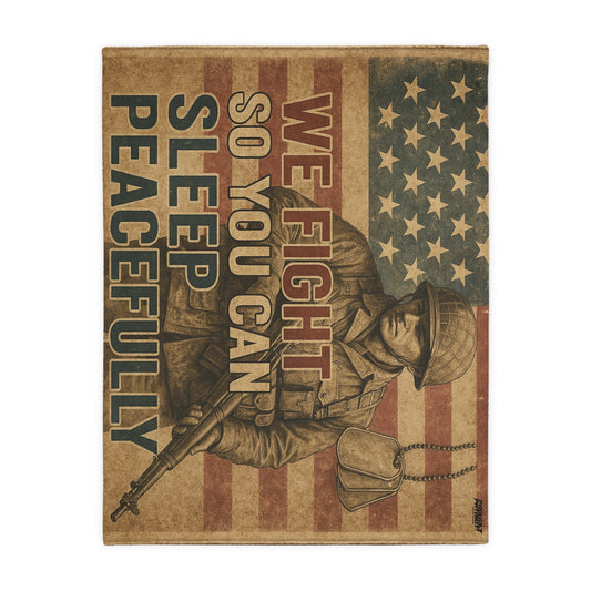 Patriotic Soldier Tribute Velveteen Microfiber Blanket