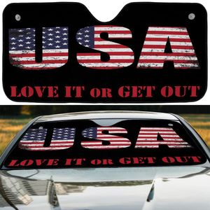 Bold Patriotic USA Auto Sun Shade – “Love It or Get Out” Design