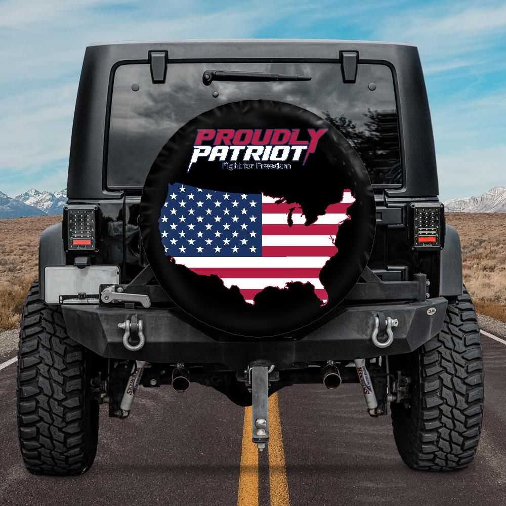 "Proudly Patriot" USA Flag Spare Tire Cover - Fight for Freedom American Style