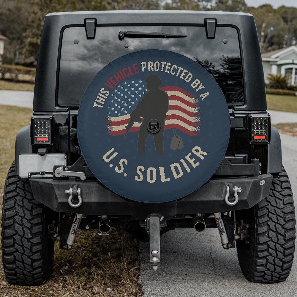 U.S. Soldier Protection Spare Tire Cover With Backup Camera Hole