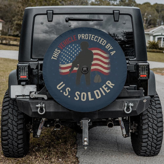 U.S. Soldier Protection Spare Tire Cover With Backup Camera Hole