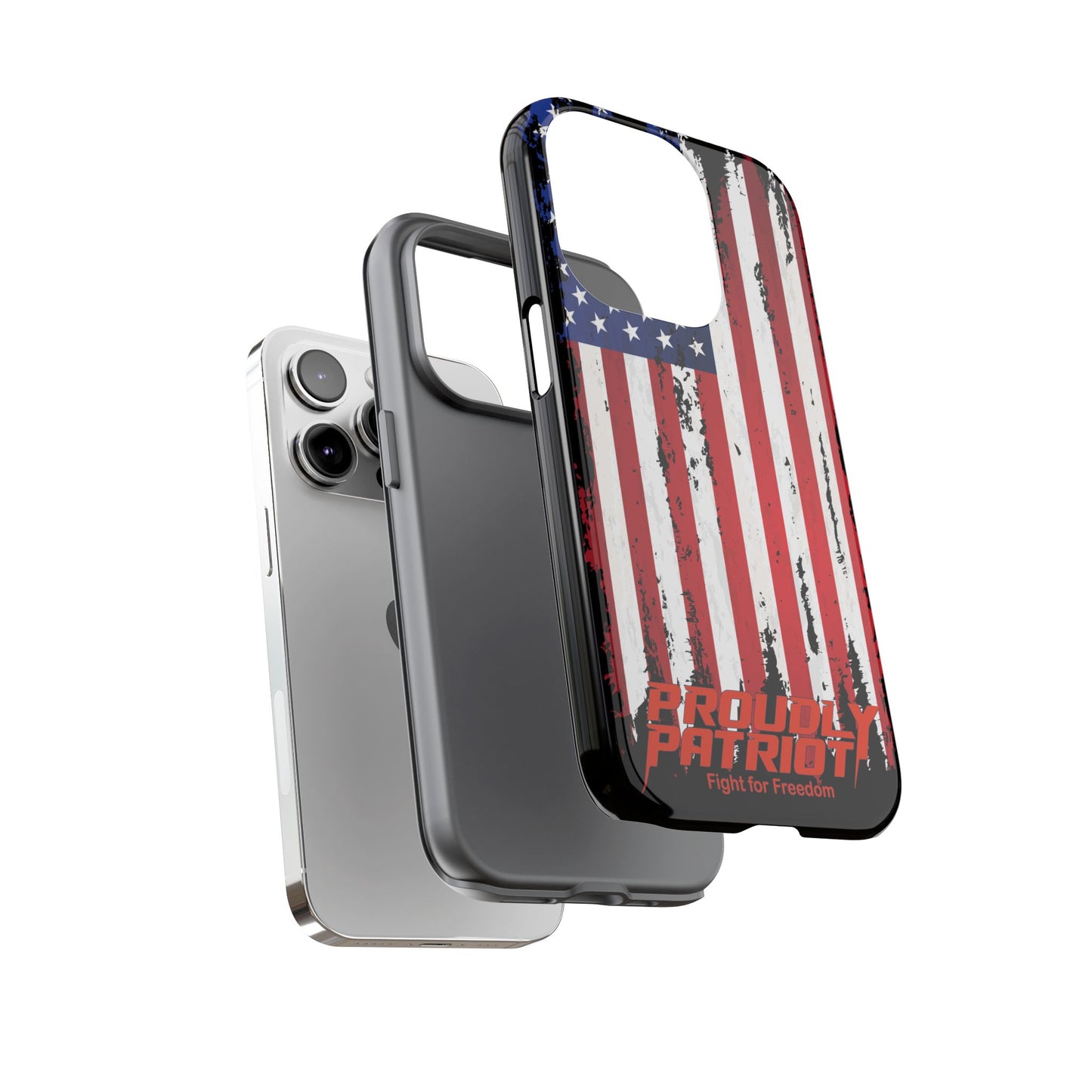 Distressed Flag Black, Patriotic Phone Case for Proud Americans, USA Flag Phone Cover, Tough Cases for Veterans, Independence Day Gift