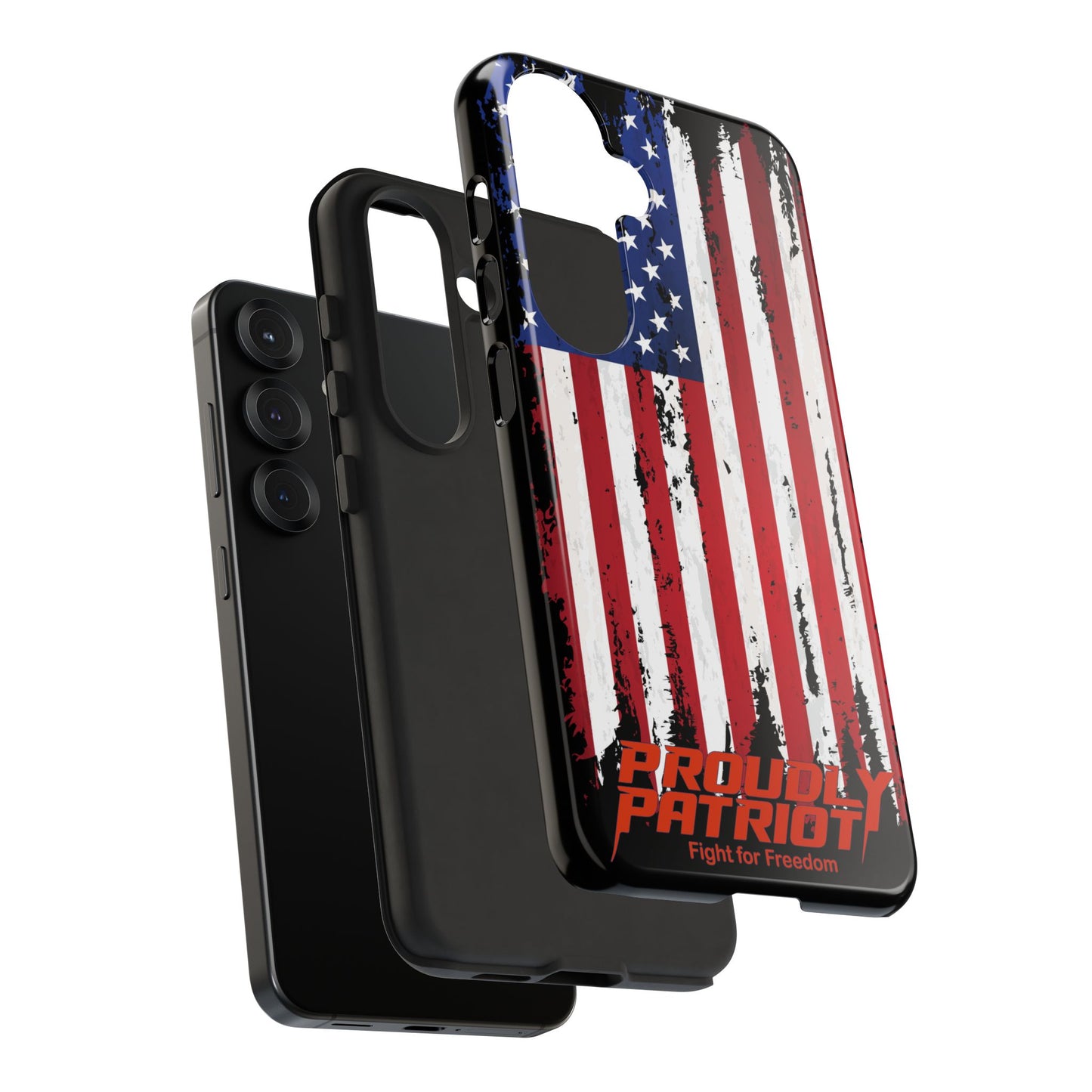 Distressed Flag Black, Patriotic Phone Case for Proud Americans, USA Flag Phone Cover, Tough Cases for Veterans, Independence Day Gift
