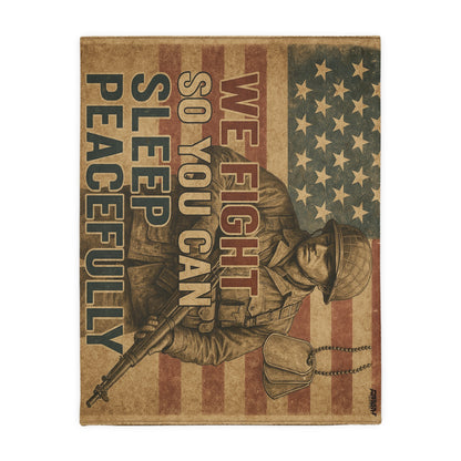 Patriotic Soldier Tribute Velveteen Microfiber Blanket