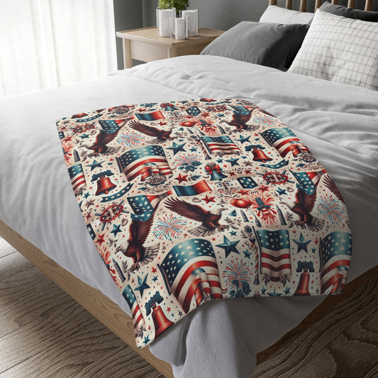 Flags and Eagles Velveteen Blanket