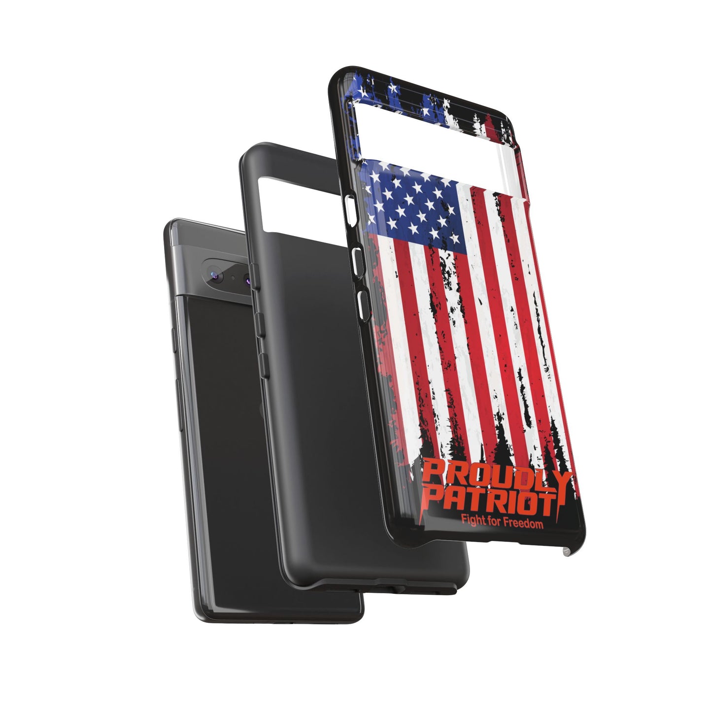 Distressed Flag Black, Patriotic Phone Case for Proud Americans, USA Flag Phone Cover, Tough Cases for Veterans, Independence Day Gift