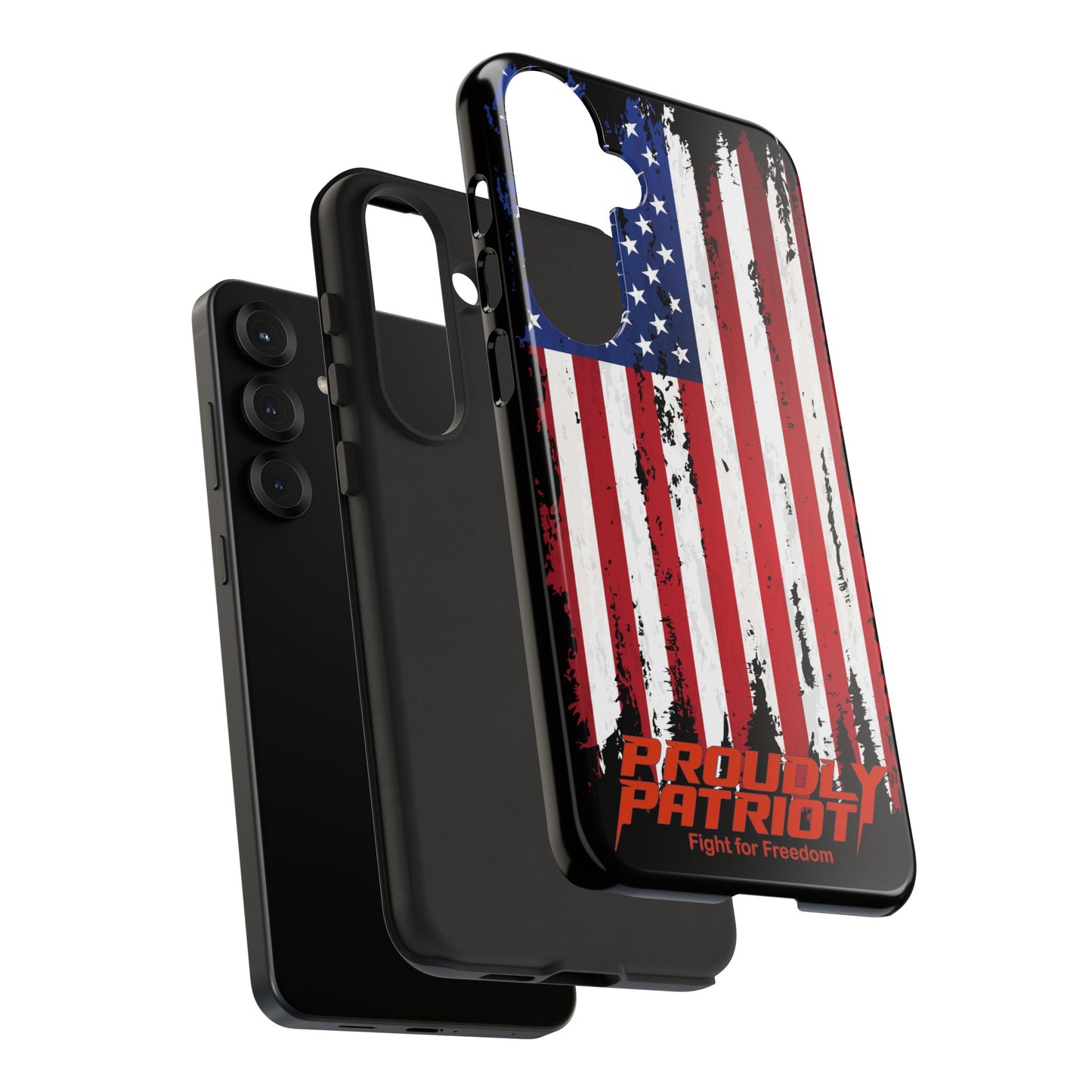 Distressed Flag Black, Patriotic Phone Case for Proud Americans, USA Flag Phone Cover, Tough Cases for Veterans, Independence Day Gift