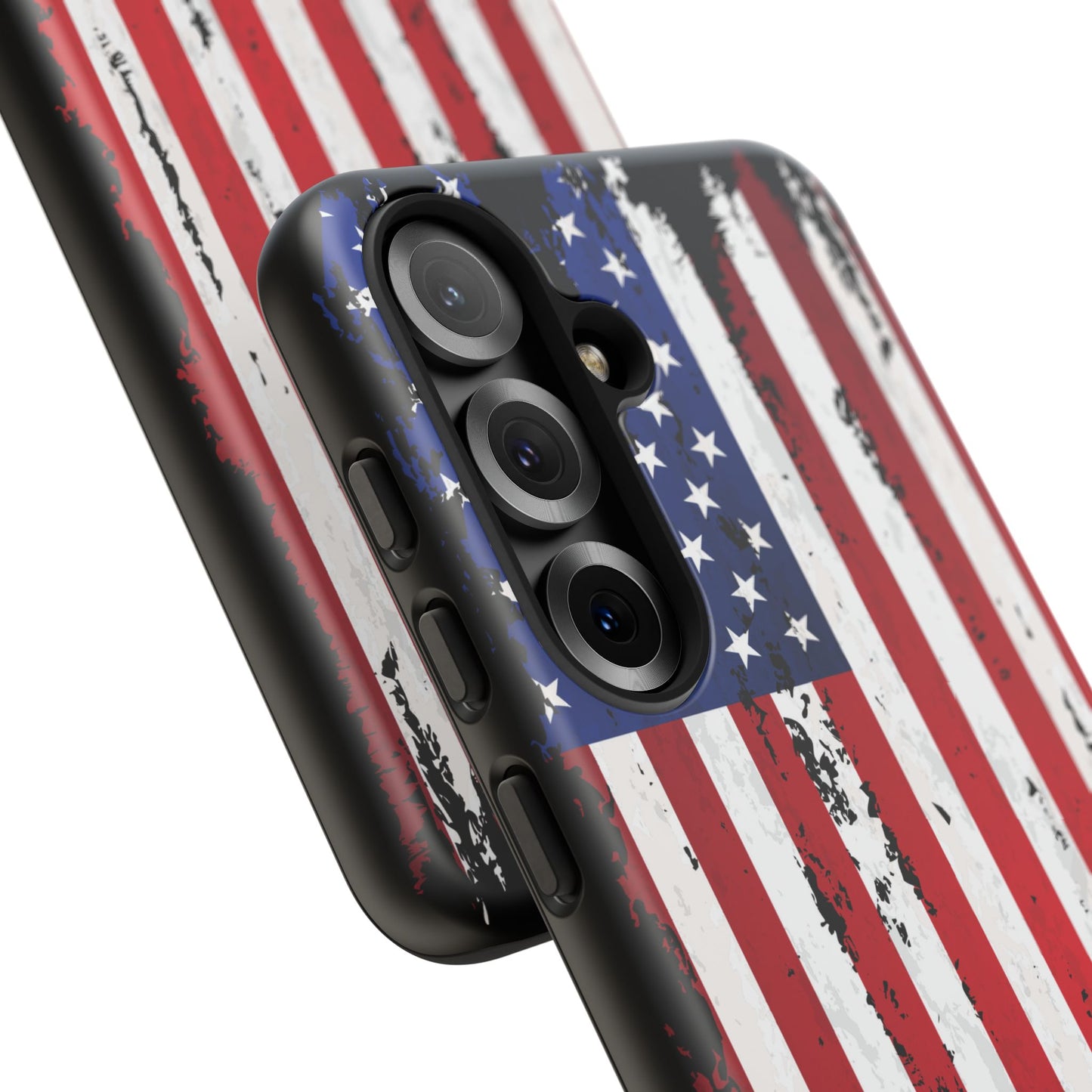 Distressed Flag Black, Patriotic Phone Case for Proud Americans, USA Flag Phone Cover, Tough Cases for Veterans, Independence Day Gift
