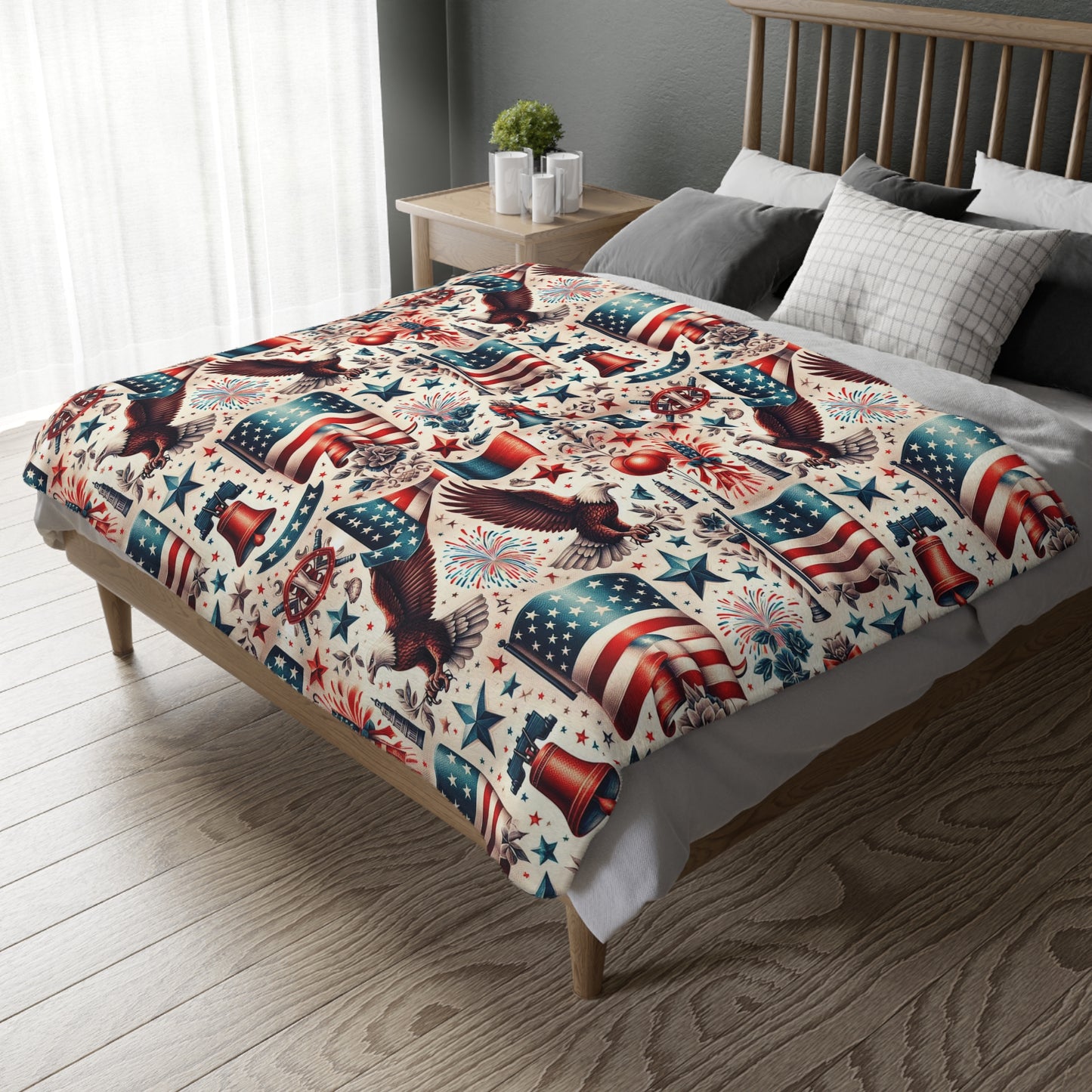 Flags and Eagles Velveteen Blanket