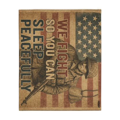 Patriotic Soldier Tribute Velveteen Microfiber Blanket