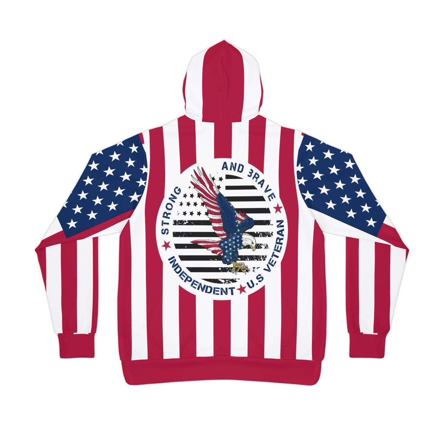 American Flag Athletic Hoodie — Strong and Brave US Veteran Eagle Design