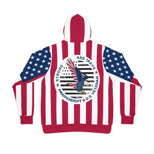 American Flag Athletic Hoodie — Strong and Brave US Veteran Eagle Design