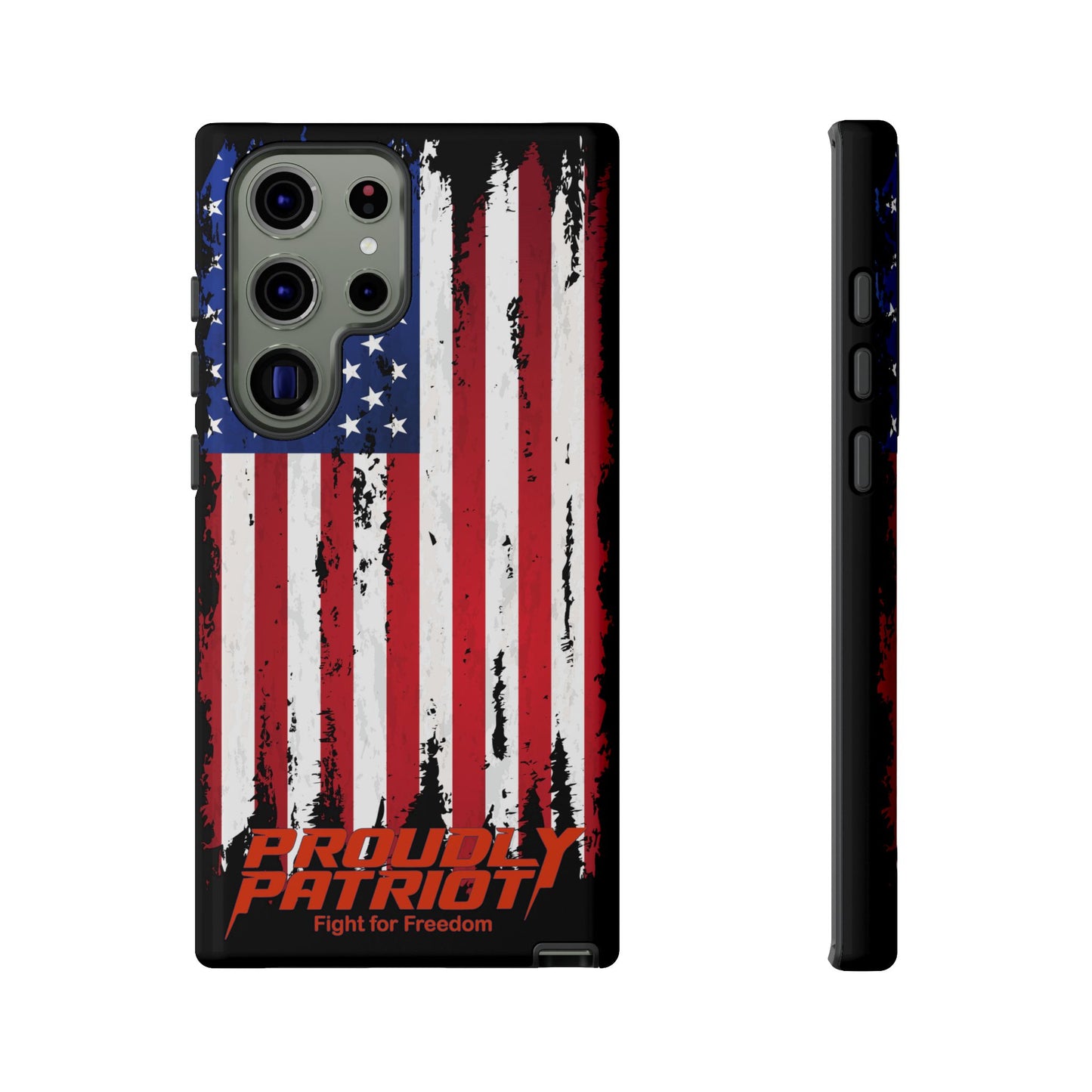 Distressed Flag Black, Patriotic Phone Case for Proud Americans, USA Flag Phone Cover, Tough Cases for Veterans, Independence Day Gift