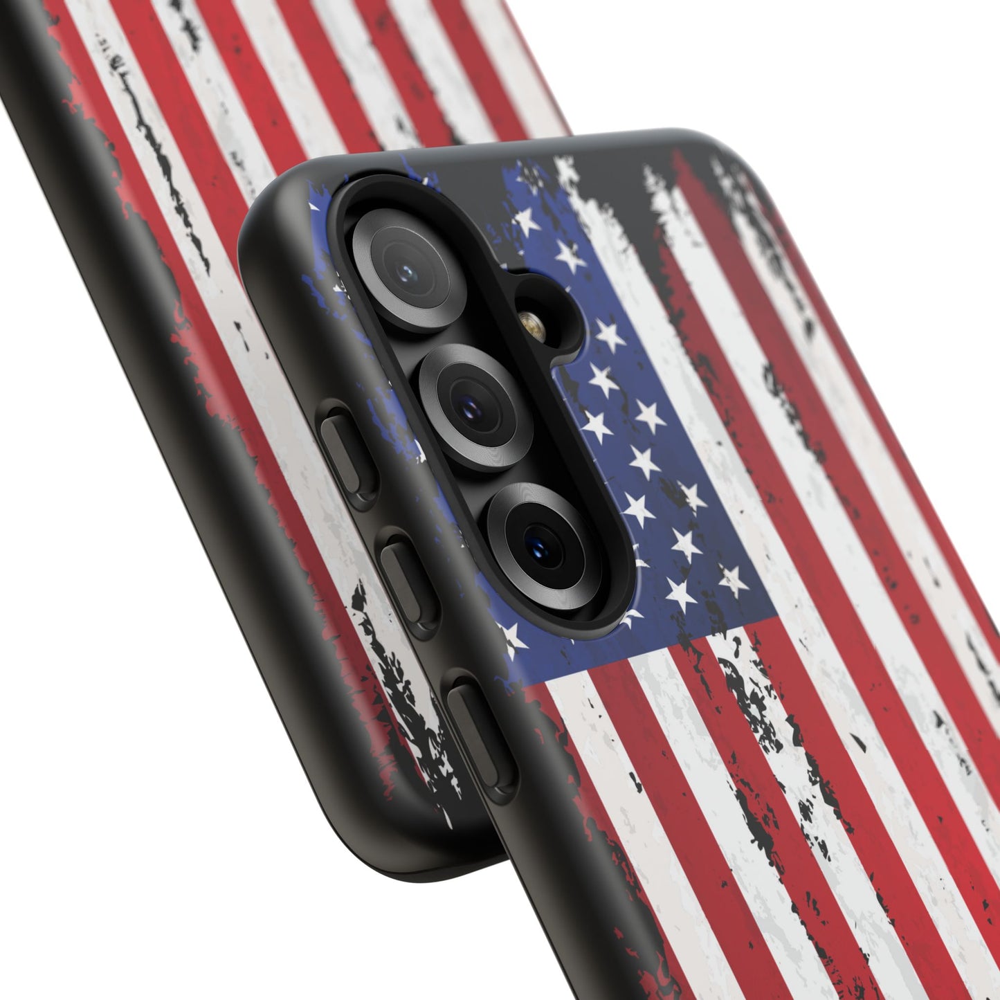 Distressed Flag Black, Patriotic Phone Case for Proud Americans, USA Flag Phone Cover, Tough Cases for Veterans, Independence Day Gift