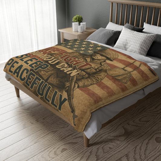 Patriotic Soldier Tribute Velveteen Microfiber Blanket