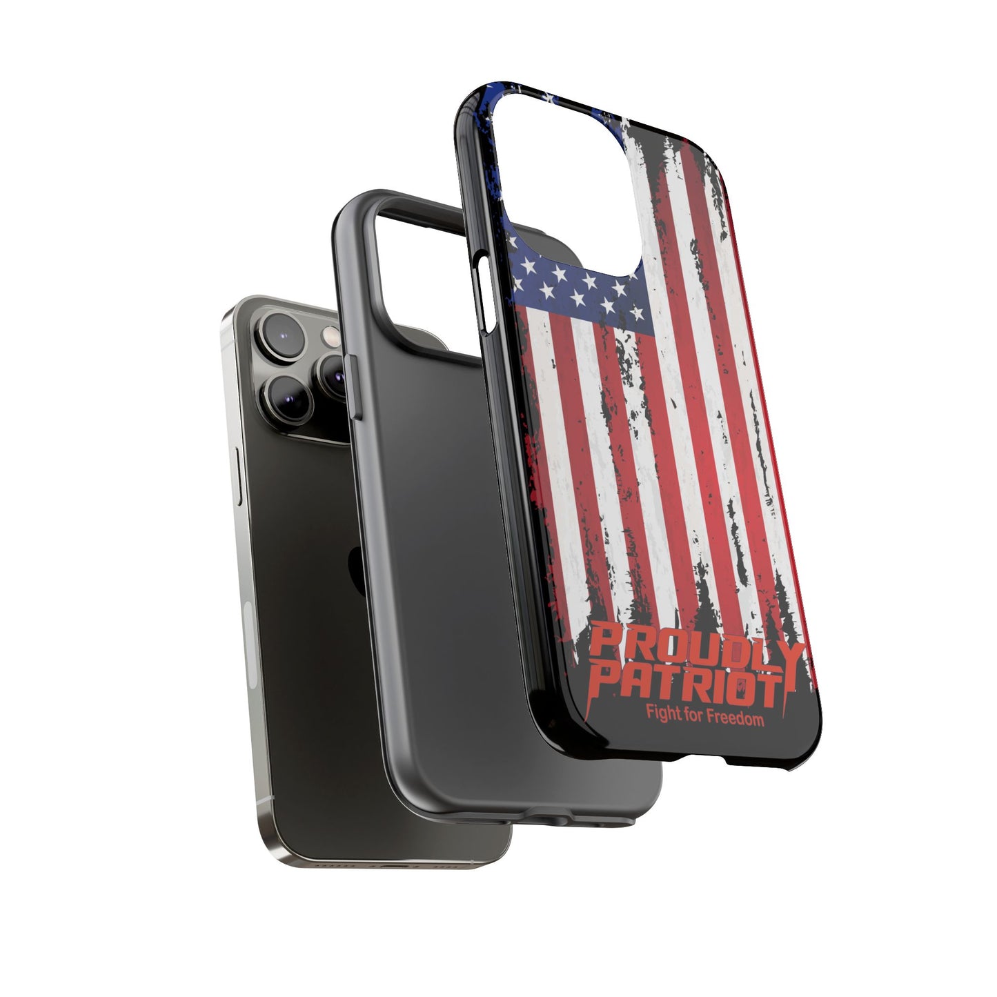 Distressed Flag Black, Patriotic Phone Case for Proud Americans, USA Flag Phone Cover, Tough Cases for Veterans, Independence Day Gift