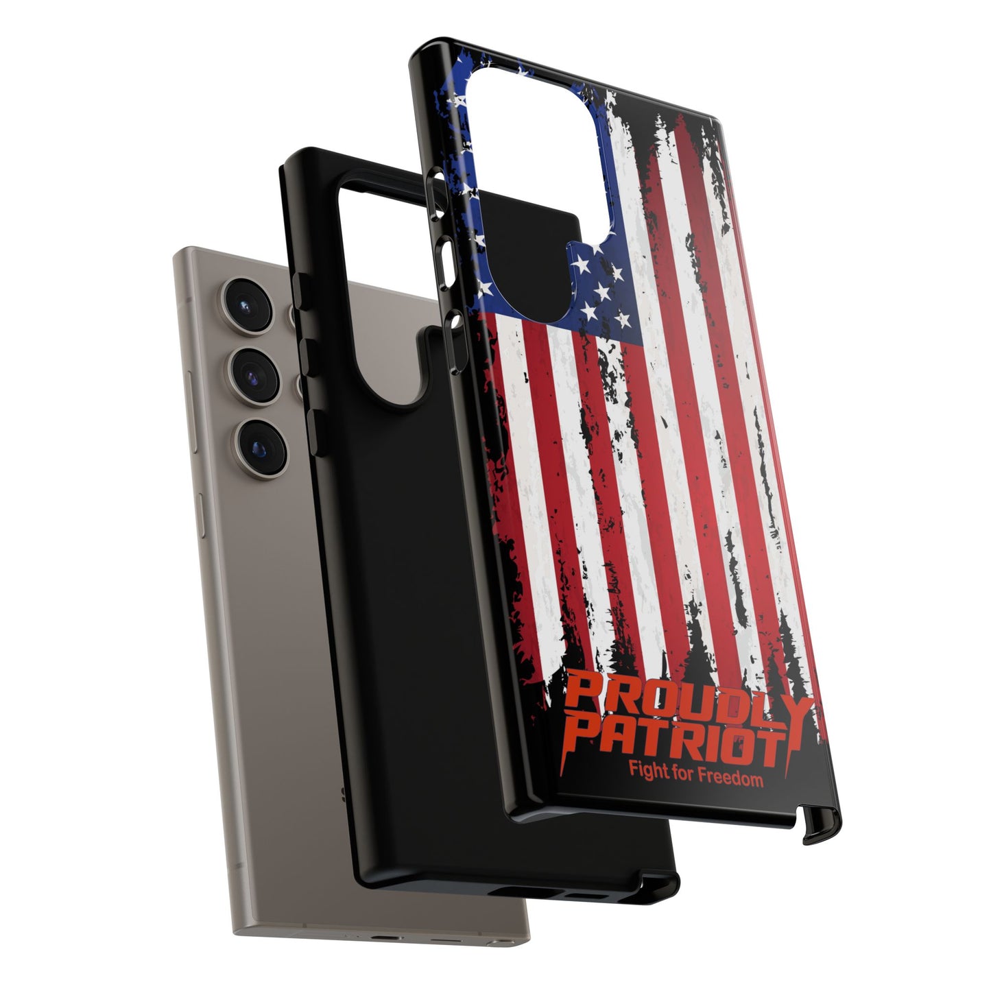 Distressed Flag Black, Patriotic Phone Case for Proud Americans, USA Flag Phone Cover, Tough Cases for Veterans, Independence Day Gift