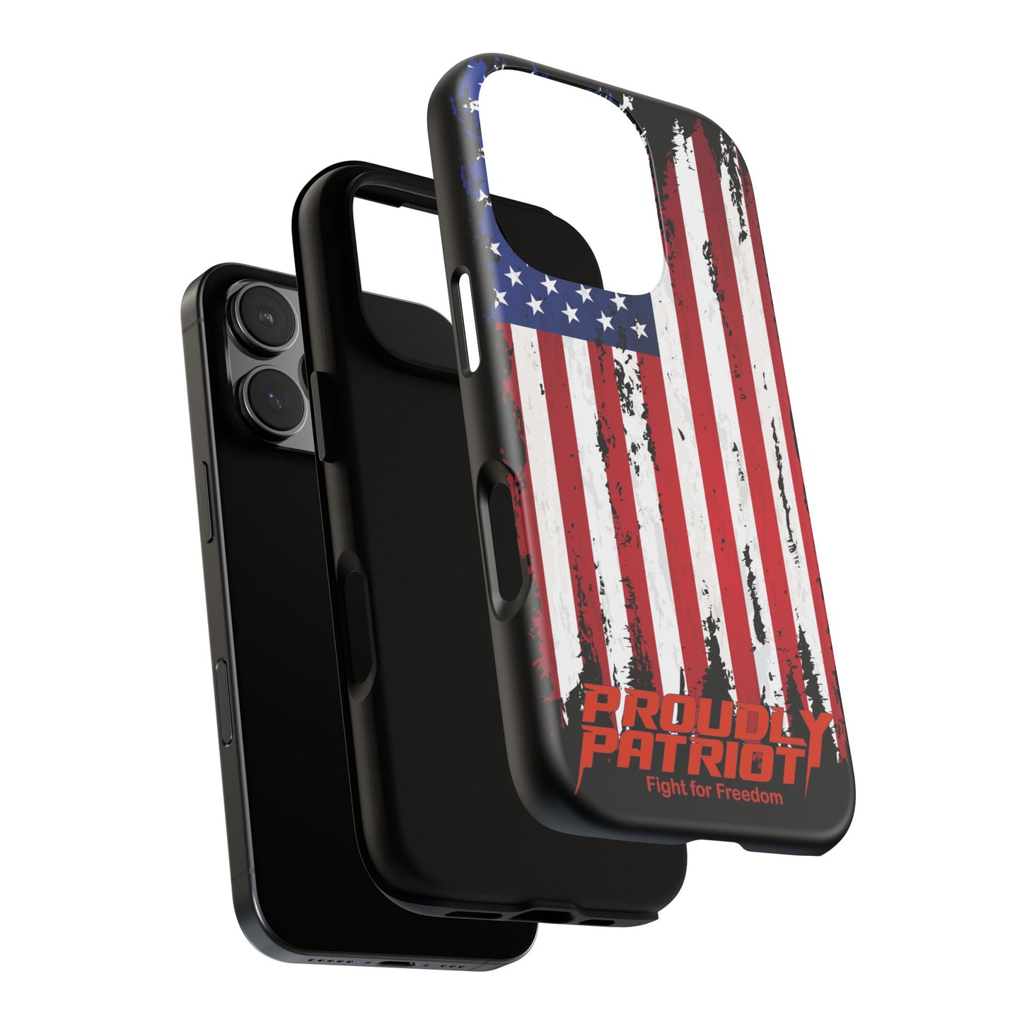 Distressed Flag Black, Patriotic Phone Case for Proud Americans, USA Flag Phone Cover, Tough Cases for Veterans, Independence Day Gift