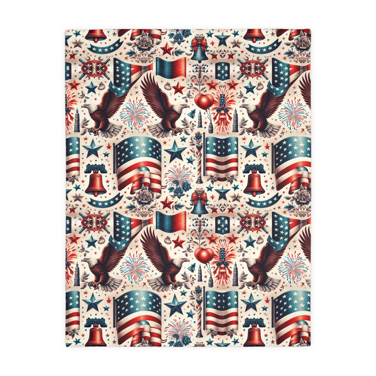 Flags and Eagles Velveteen Blanket