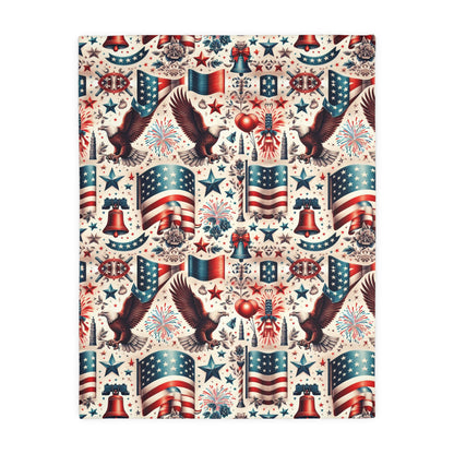 Flags and Eagles Velveteen Blanket