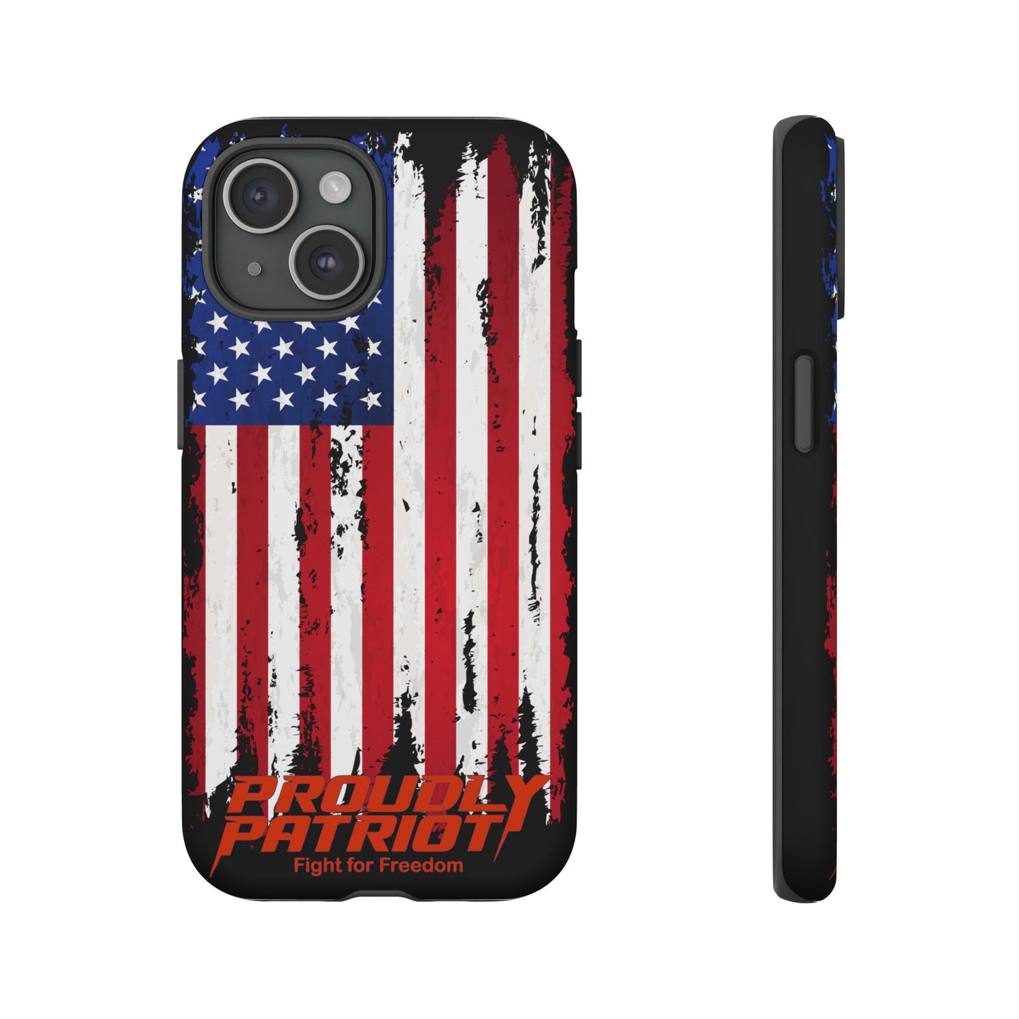 Distressed Flag Black, Patriotic Phone Case for Proud Americans, USA Flag Phone Cover, Tough Cases for Veterans, Independence Day Gift