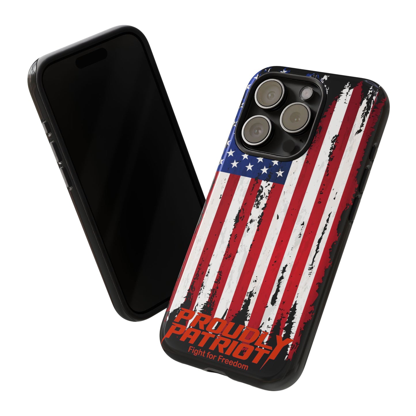Distressed Flag Black, Patriotic Phone Case for Proud Americans, USA Flag Phone Cover, Tough Cases for Veterans, Independence Day Gift