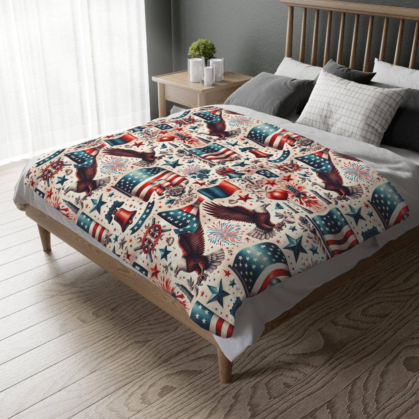 Flags and Eagles Velveteen Blanket