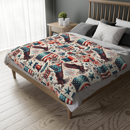 Flags and Eagles Velveteen Blanket
