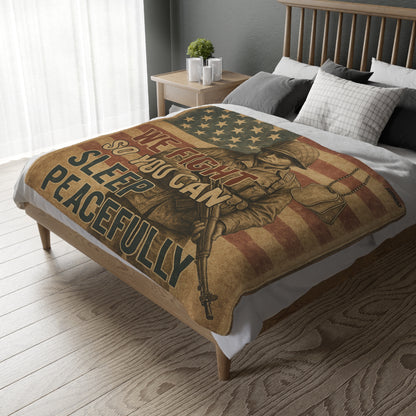 Patriotic Soldier Tribute Velveteen Microfiber Blanket