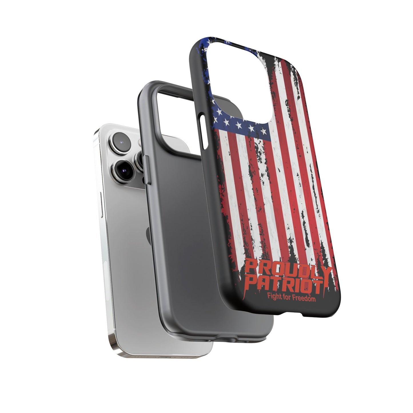 Distressed Flag Black, Patriotic Phone Case for Proud Americans, USA Flag Phone Cover, Tough Cases for Veterans, Independence Day Gift