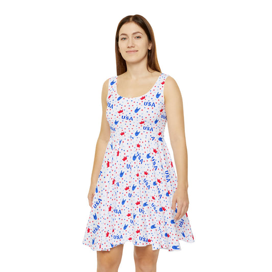 Red, White, and Blue USA Women's Skater Dress