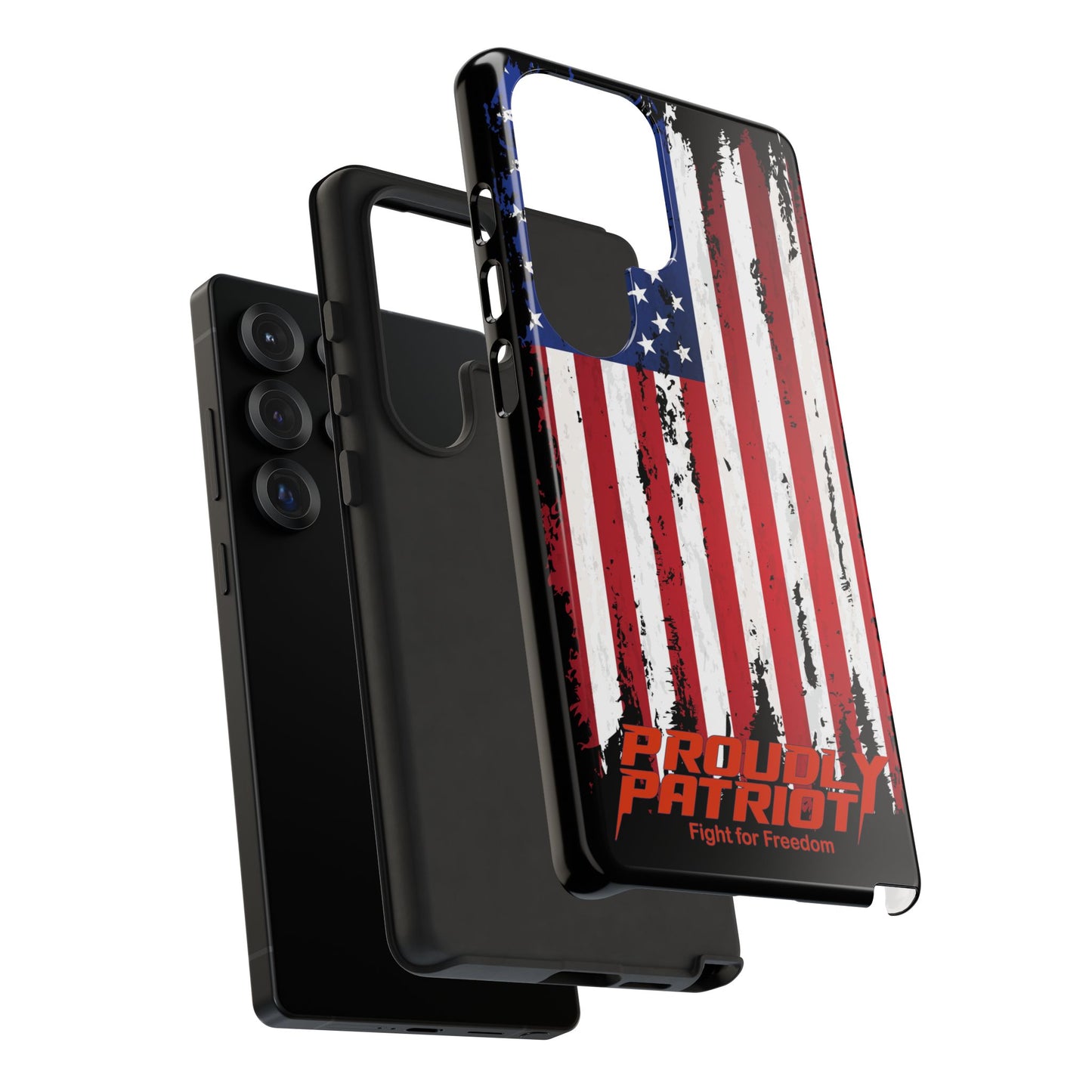 Distressed Flag Black, Patriotic Phone Case for Proud Americans, USA Flag Phone Cover, Tough Cases for Veterans, Independence Day Gift