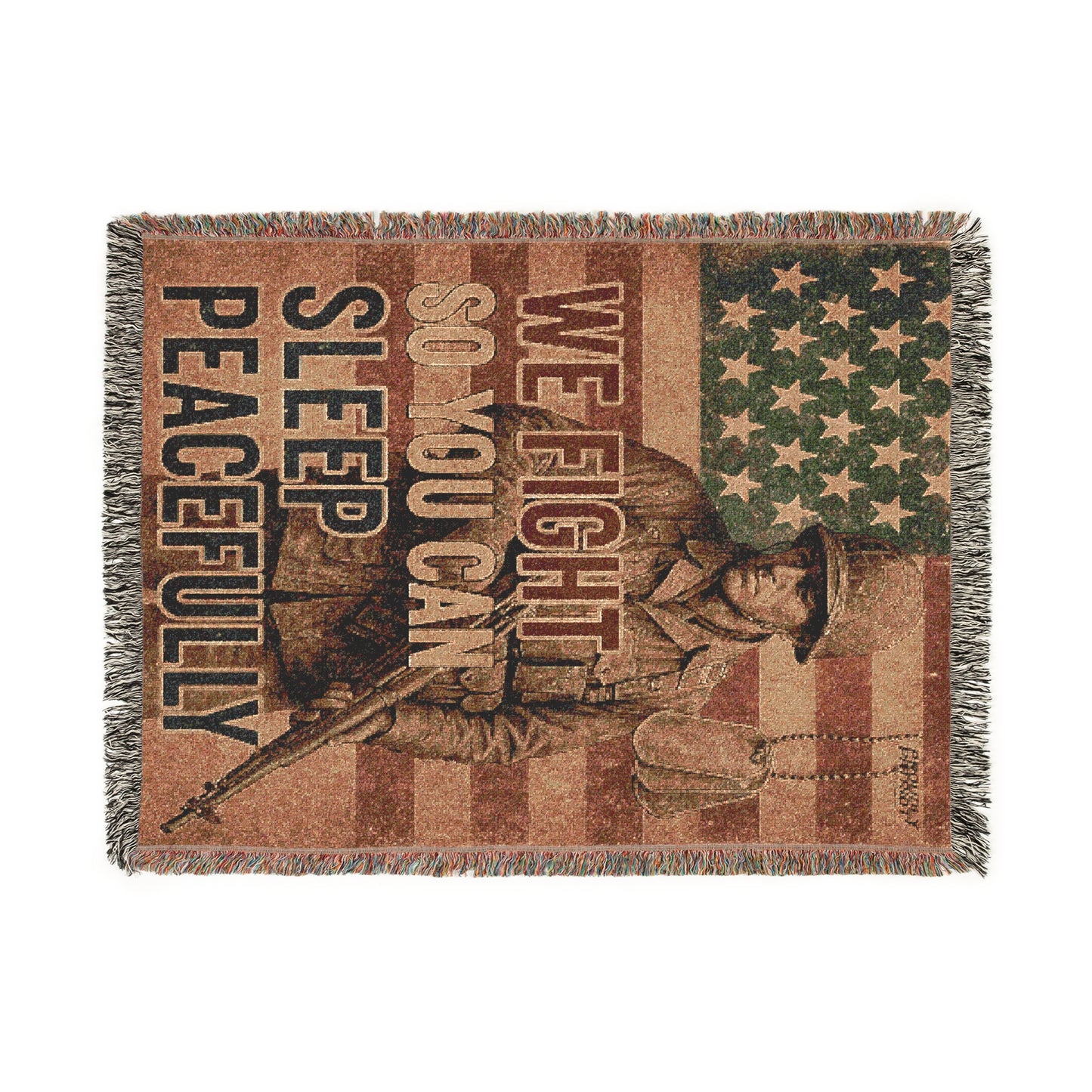 Patriotic Soldier Tribute Woven Blanket