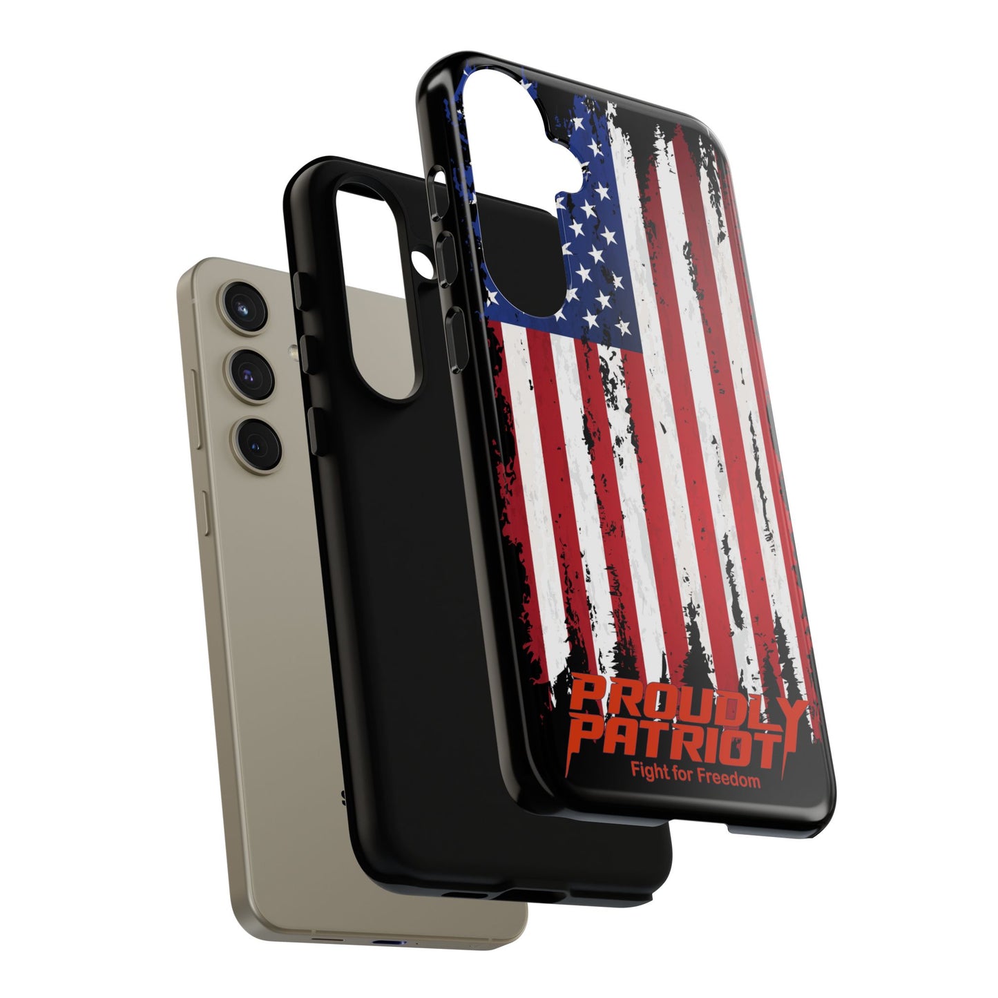 Distressed Flag Black, Patriotic Phone Case for Proud Americans, USA Flag Phone Cover, Tough Cases for Veterans, Independence Day Gift