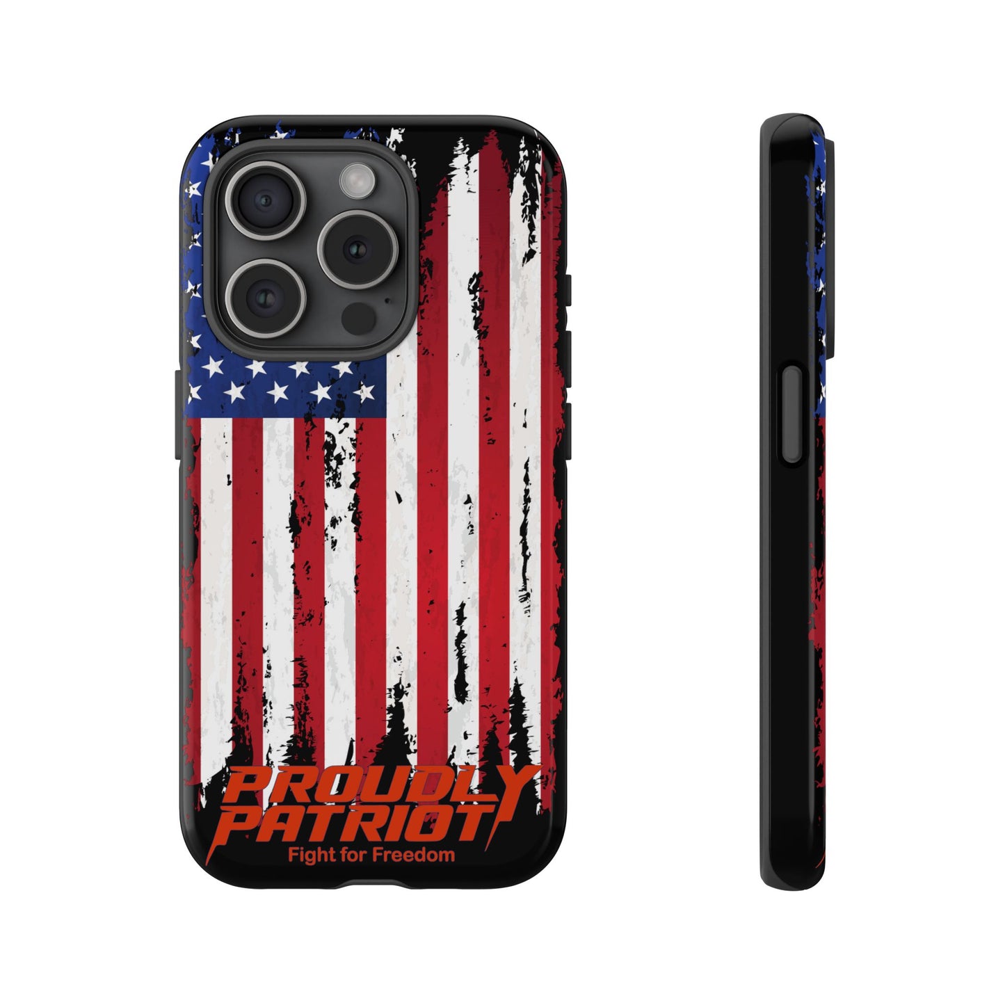 Distressed Flag Black, Patriotic Phone Case for Proud Americans, USA Flag Phone Cover, Tough Cases for Veterans, Independence Day Gift