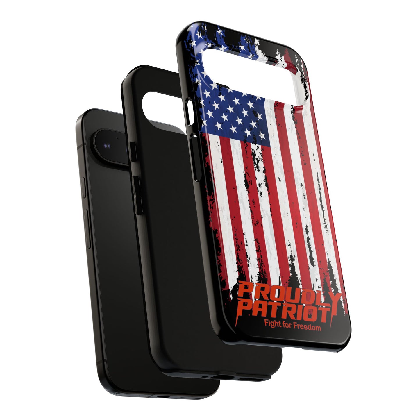 Distressed Flag Black, Patriotic Phone Case for Proud Americans, USA Flag Phone Cover, Tough Cases for Veterans, Independence Day Gift