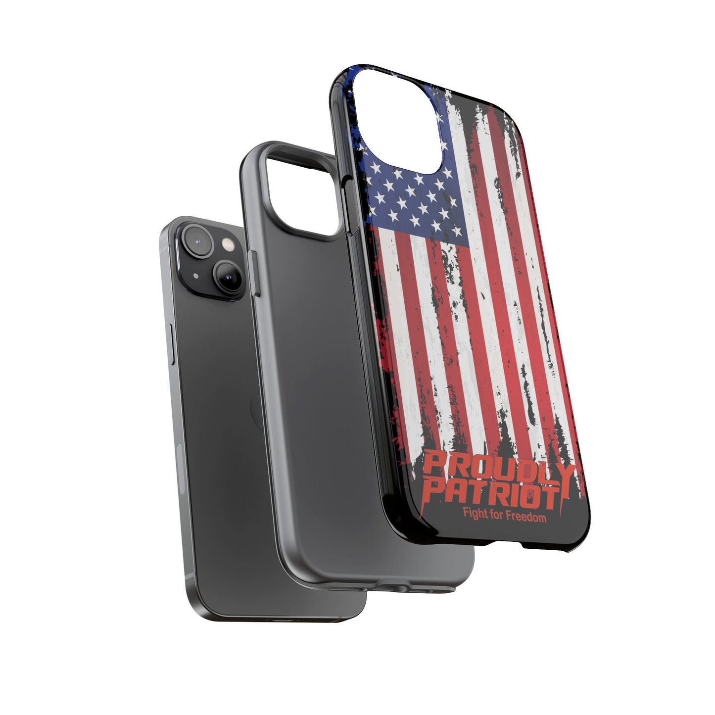 Distressed Flag Black, Patriotic Phone Case for Proud Americans, USA Flag Phone Cover, Tough Cases for Veterans, Independence Day Gift