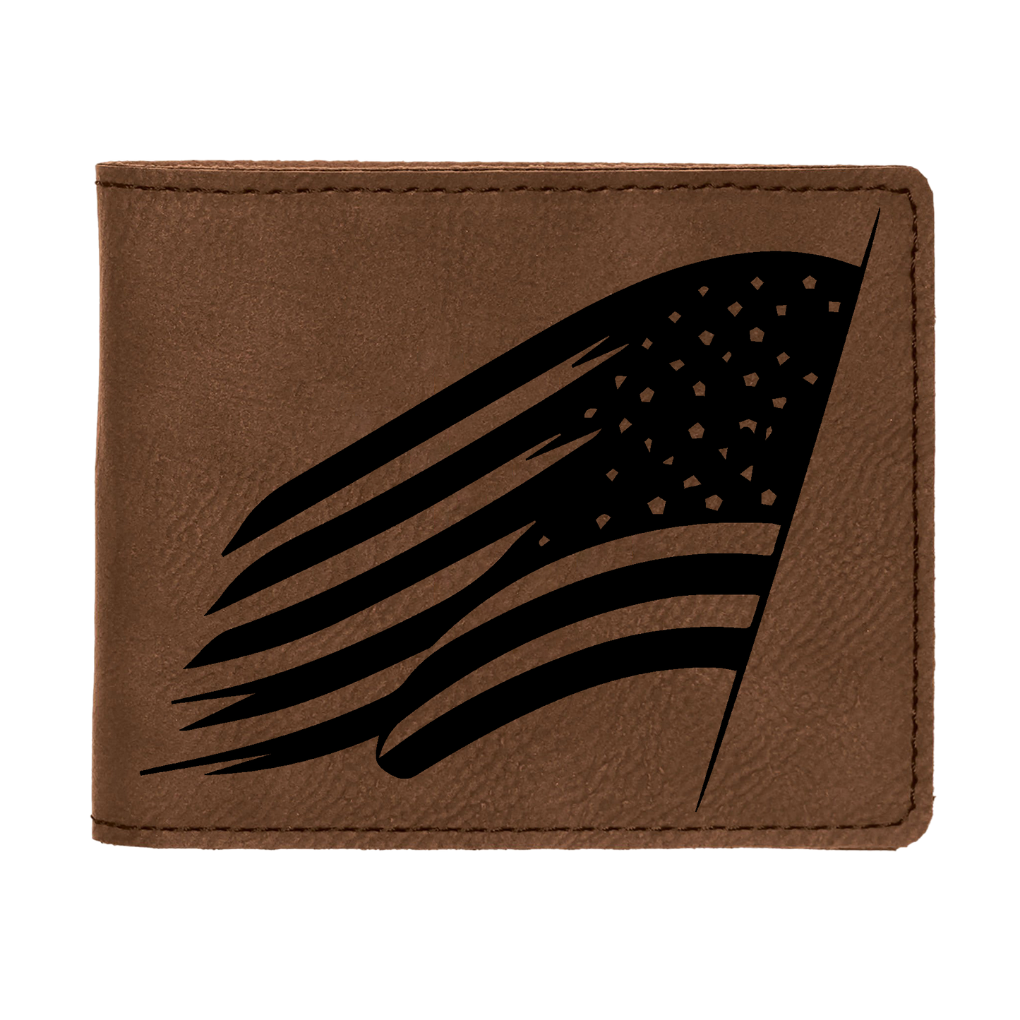 US Flag Leatherette Bi-Fold Wallet with Flip ID Display (Made in US)