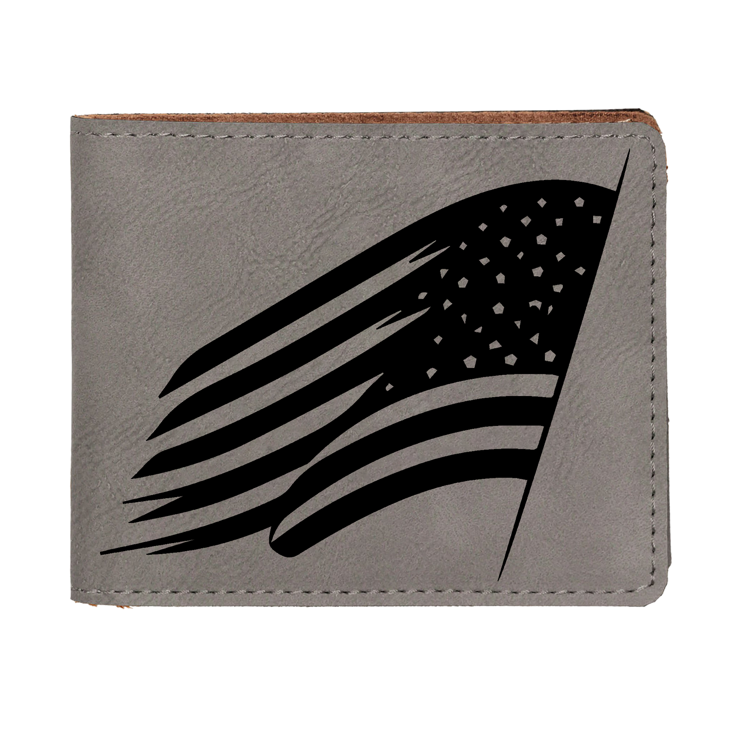 US Flag Leatherette Bi-Fold Wallet with Flip ID Display (Made in US)
