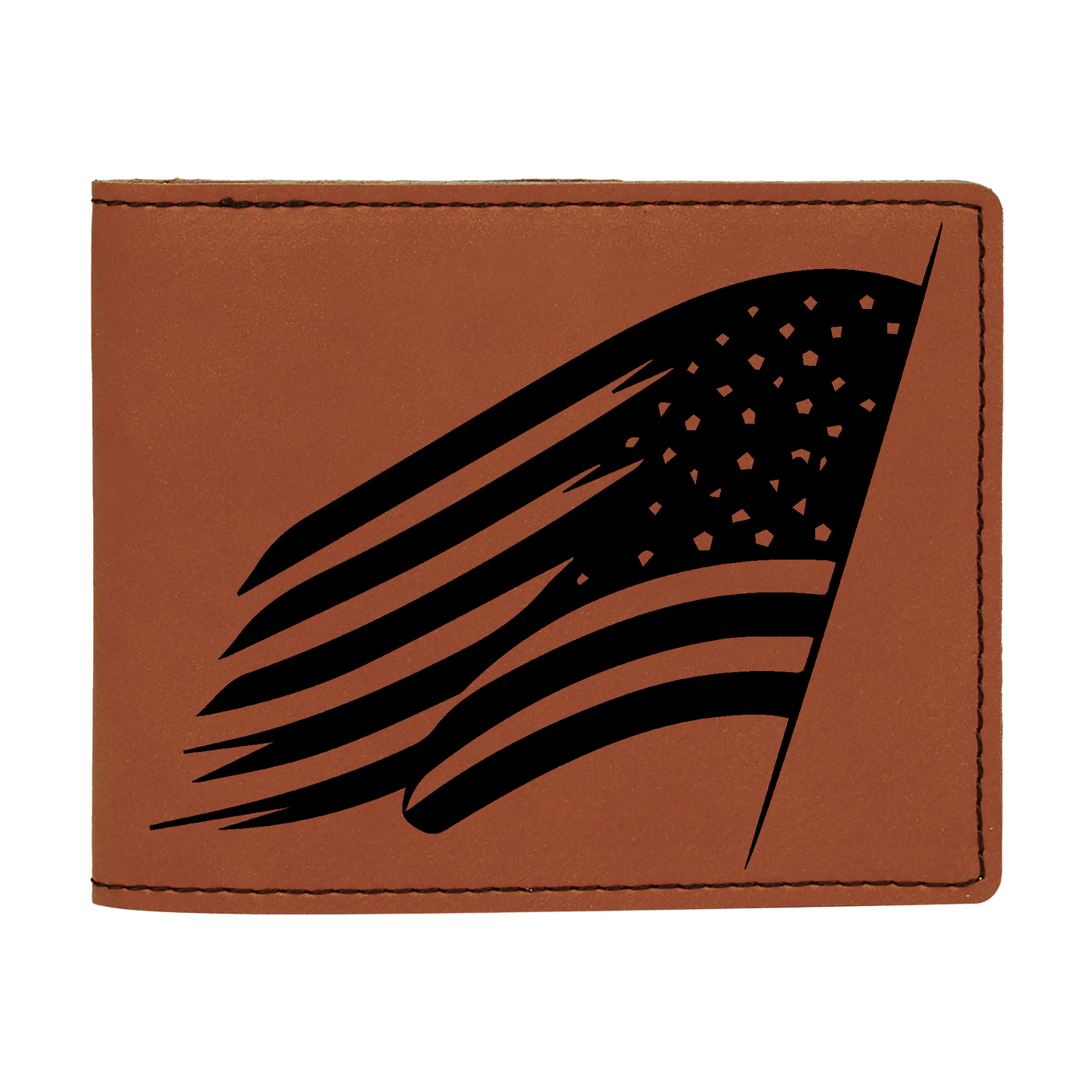 US Flag Leatherette Bi-Fold Wallet with Flip ID Display (Made in US)