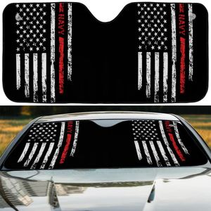 Navy Tribute Auto Sun Shade – Distressed American Flag Design