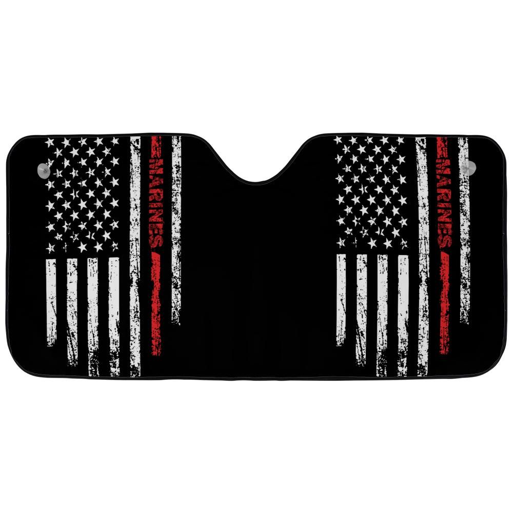 Marines Tribute Auto Sun Shade – Distressed American Flag Design