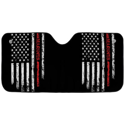 Marines Tribute Auto Sun Shade – Distressed American Flag Design