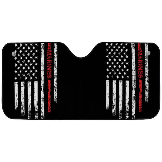 Marines Tribute Auto Sun Shade – Distressed American Flag Design