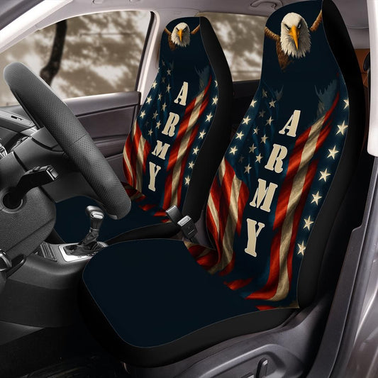Patriotic Army Car Seat Cover – American Eagle & Flag Design